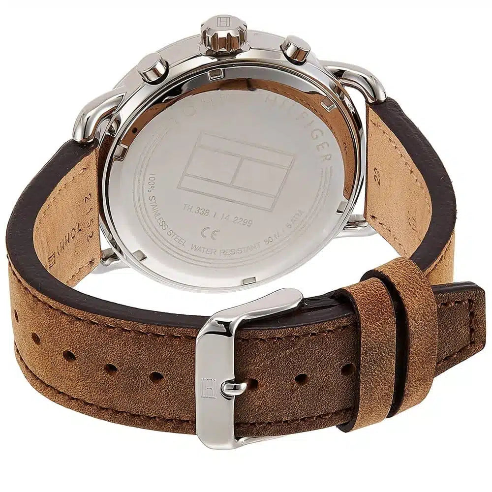 Tommy Hilfiger Briggs 1791424 46mm Men's Multi-Function Watch – Navy Blue & Brown Genuine Leather Strap
