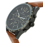 Tommy Hilfiger Gavin 1791470 44mm Men's Multi-Function Watch – Black & Light Brown Genuine Leather Strap