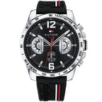 Tommy Hilfiger Decker 1791473 46mm Men's Multi-Function Watch – Black & Black Silicone Strap