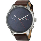 Tommy Hilfiger Chase 1791487 44mm Men's Multi-Function Watch – Blue & Brown Genuine Leather Strap