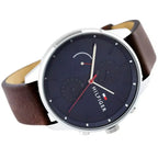 Tommy Hilfiger Chase 1791487 44mm Men's Multi-Function Watch – Blue & Brown Genuine Leather Strap
