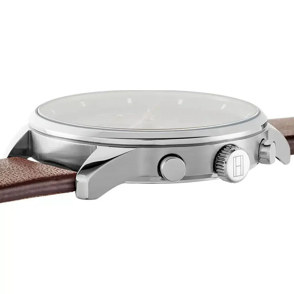 Tommy Hilfiger Chase 1791487 44mm Men's Multi-Function Watch – Blue & Brown Genuine Leather Strap
