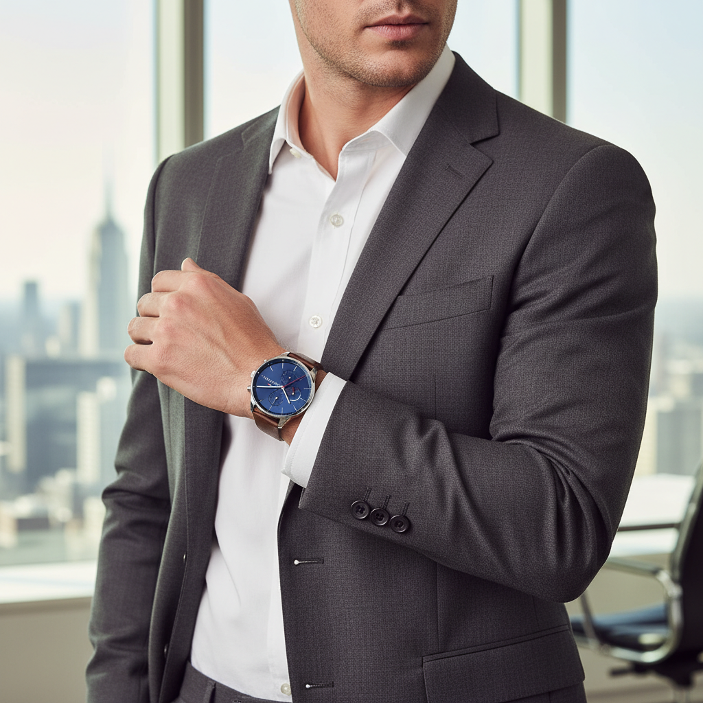 Tommy Hilfiger Chase 1791487 44mm Men's Multi-Function Watch – Blue & Brown Genuine Leather Strap