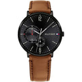 Tommy Hilfiger Brooklyn 1791510 40mm Men's Multi-Function Watch – Black & Light Brown Genuine Leather Strap