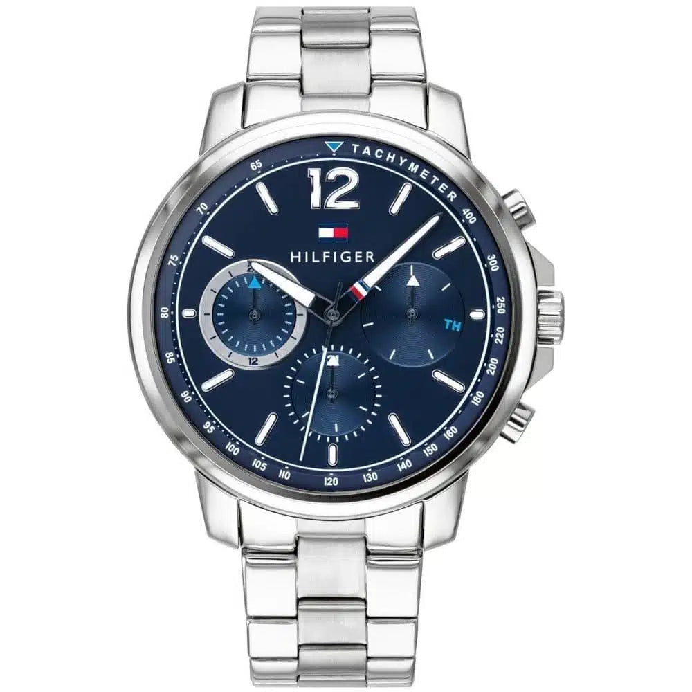 Tommy Hilfiger Landon 1791534 44mm Men's Multi-Function Watch – Blue & Silver Stainless Steel Bracelet