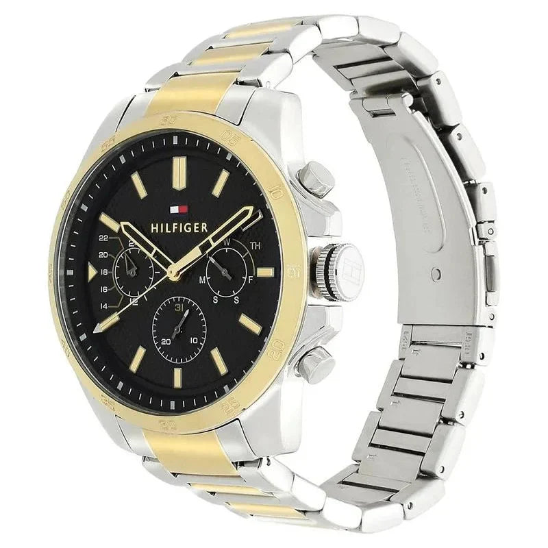 Tommy Hilfiger Decker 1791559 46mm Men's Multi-Function Watch – Black & Silver Stainless Steel Bracelet