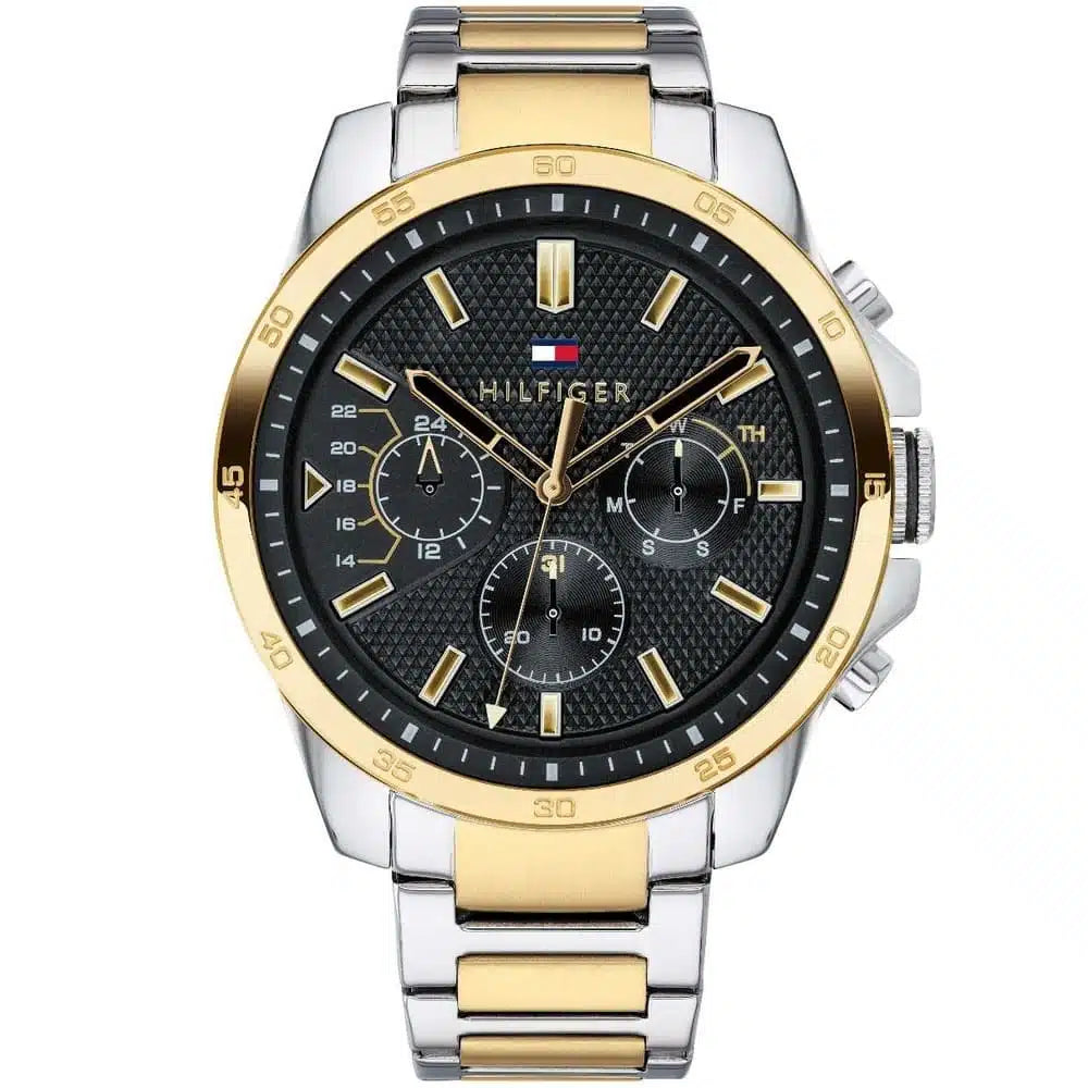 Tommy Hilfiger Decker 1791559 46mm Men's Multi-Function Watch – Black & Silver Stainless Steel Bracelet
