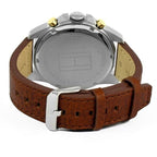 Tommy Hilfiger Decker 1791561 46mm Men's Multi-Function Watch – Blue & Brown Genuine Leather Strap