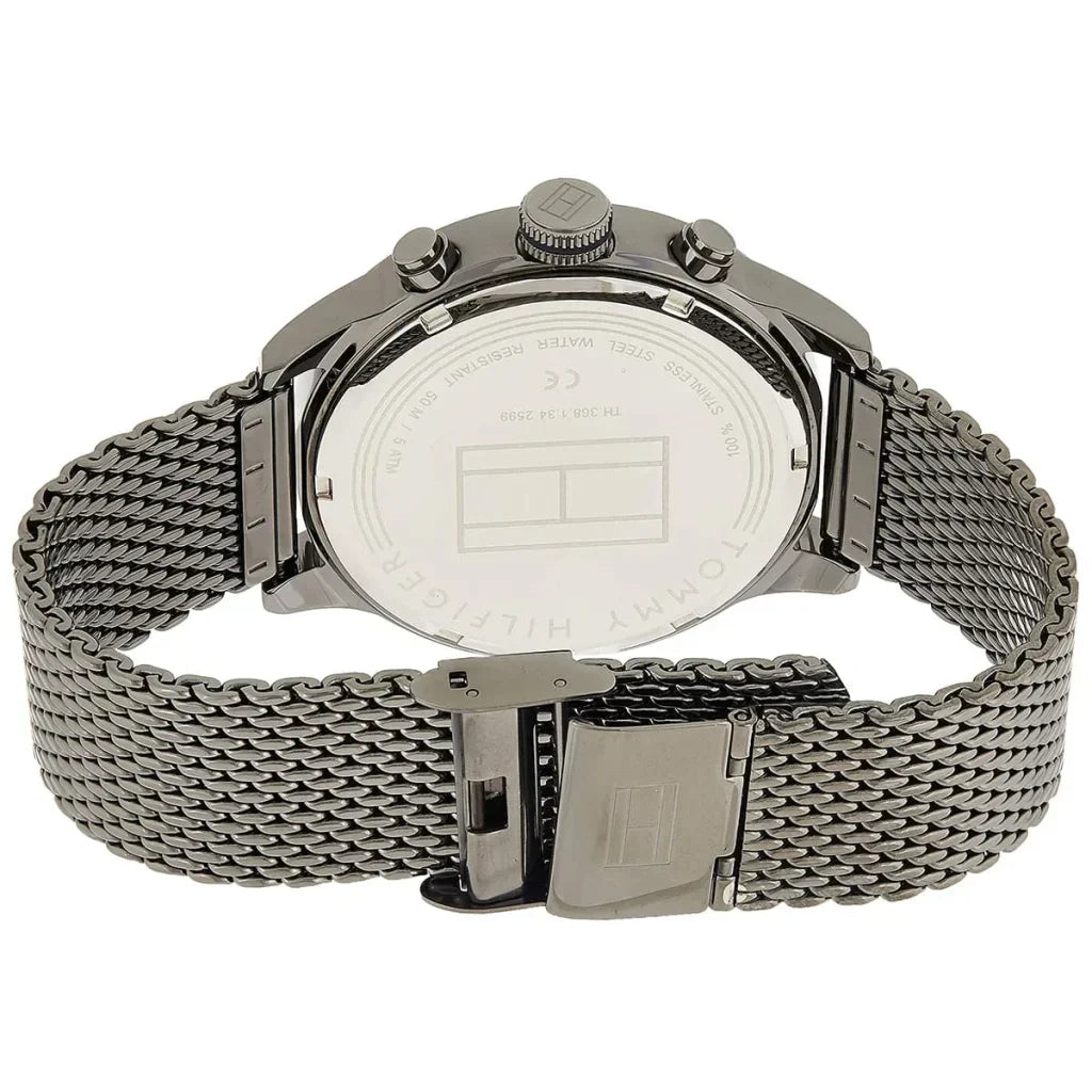 Tommy Hilfiger Icon 1791597 40mm Men's Multi-Function Watch – Grey Dual-Time & Grey Stainless Steel Mesh Bracelet