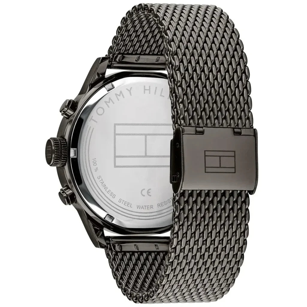 Tommy Hilfiger Icon 1791597 40mm Men's Multi-Function Watch – Grey Dual-Time & Grey Stainless Steel Mesh Bracelet