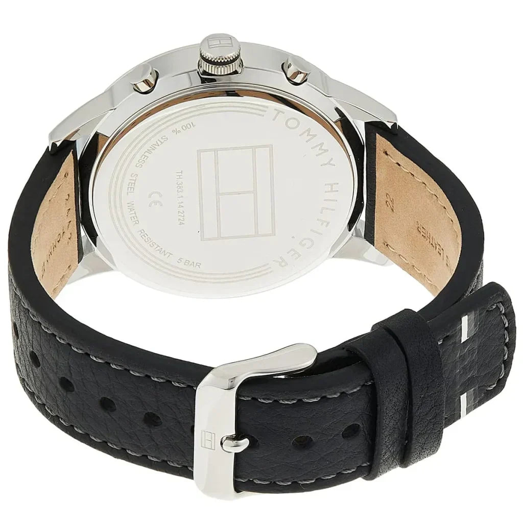 Tommy Hilfiger Kyle 1791630 44mm Men's Multi-Function Watch – Black & Black Genuine Leather Strap