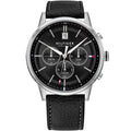 Tommy Hilfiger Kyle 1791630 44mm Men's Multi-Function Watch – Black & Black Genuine Leather Strap