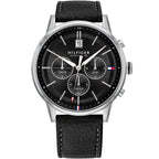 Tommy Hilfiger Kyle 1791630 44mm Men's Multi-Function Watch – Black & Black Genuine Leather Strap