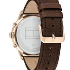 Tommy Hilfiger Kyle 1791631 44mm Men's Multi-Function Watch – Black & Brown Genuine Leather Strap