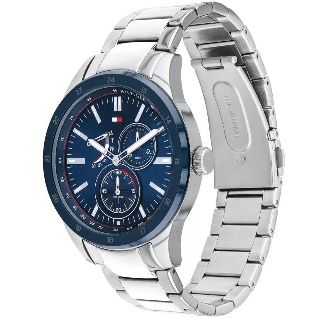 Tommy Hilfiger Austin 1791640 44mm Men's Multi-Function Watch – Blue & Silver Stainless Steel Bracelet
