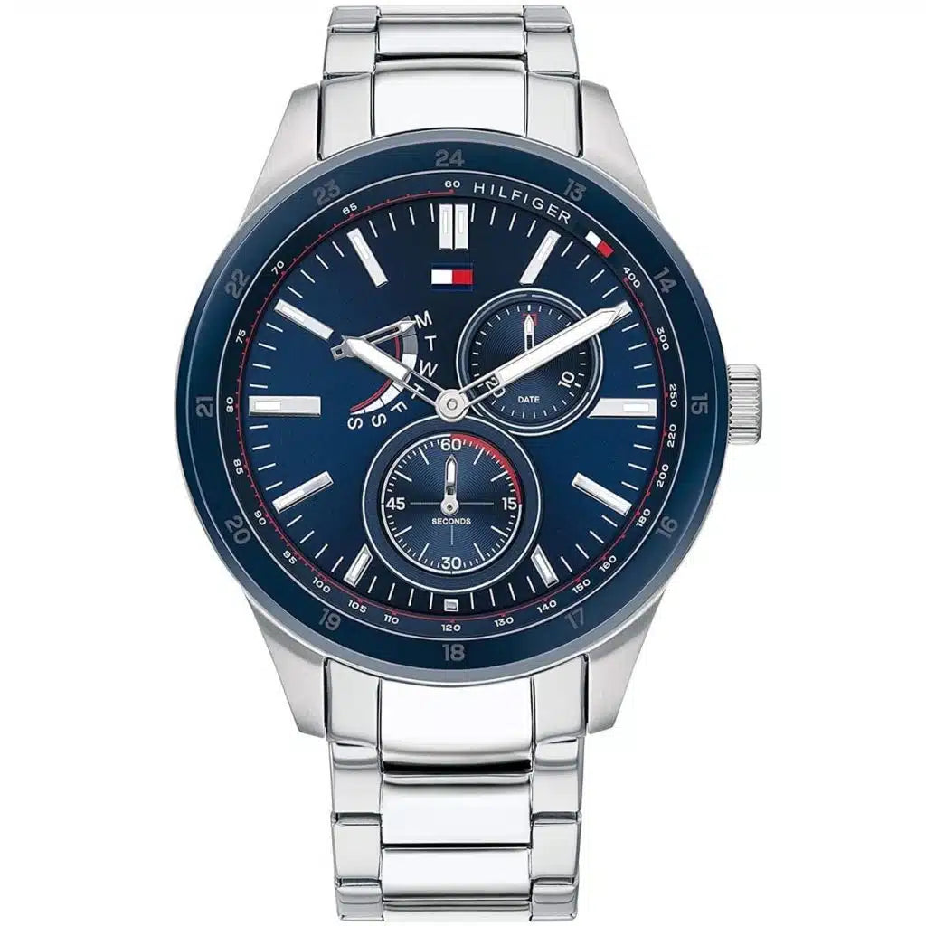 Tommy Hilfiger Austin 1791640 44mm Men's Multi-Function Watch – Blue & Silver Stainless Steel Bracelet