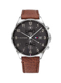 Tommy Hilfiger Banks 1791710 44mm Men's Multi-Function Watch – Dark Grey & Brown Genuine Leather Strap