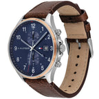 Tommy Hilfiger West 1791712 44mm Men's Multi-Function Watch – Blue & Brown Genuine Leather Strap