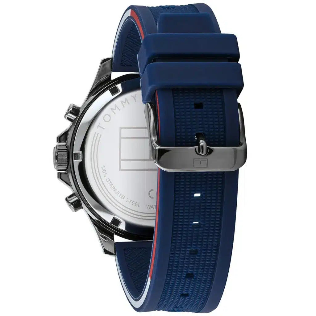 Tommy Hilfiger Bank 1791721 46mm Men's Multi-Function Watch – Blue & Blue Silicone Strap