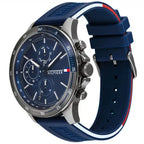 Tommy Hilfiger Bank 1791721 46mm Men's Multi-Function Watch – Blue & Blue Silicone Strap
