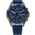 Tommy Hilfiger Bank 1791721 46mm Men's Multi-Function Watch – Blue & Blue Silicone Strap