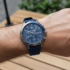 Tommy Hilfiger Bank 1791721 46mm Men's Multi-Function Watch – Blue & Blue Silicone Strap