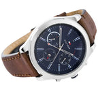 Tommy Hilfiger Ashton 1791741 44mm Men's Multi-Function Watch – Blue & Brown Genuine Leather Strap