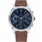 Tommy Hilfiger Ashton 1791741 44mm Men's Multi-Function Watch – Blue & Brown Genuine Leather Strap