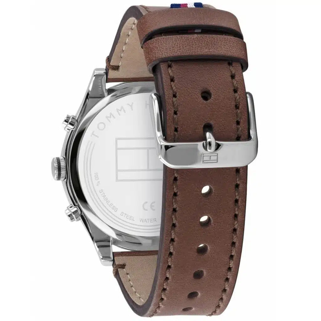 Tommy Hilfiger Ashton 1791741 44mm Men's Multi-Function Watch – Blue & Brown Genuine Leather Strap
