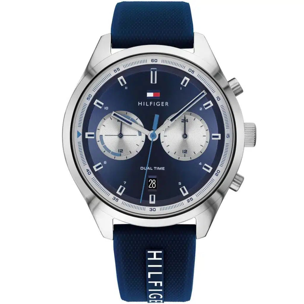 Tommy Hilfiger Bennett 1791781 44mm Men's Multi-Function Watch – Blue & Blue Silicone Strap