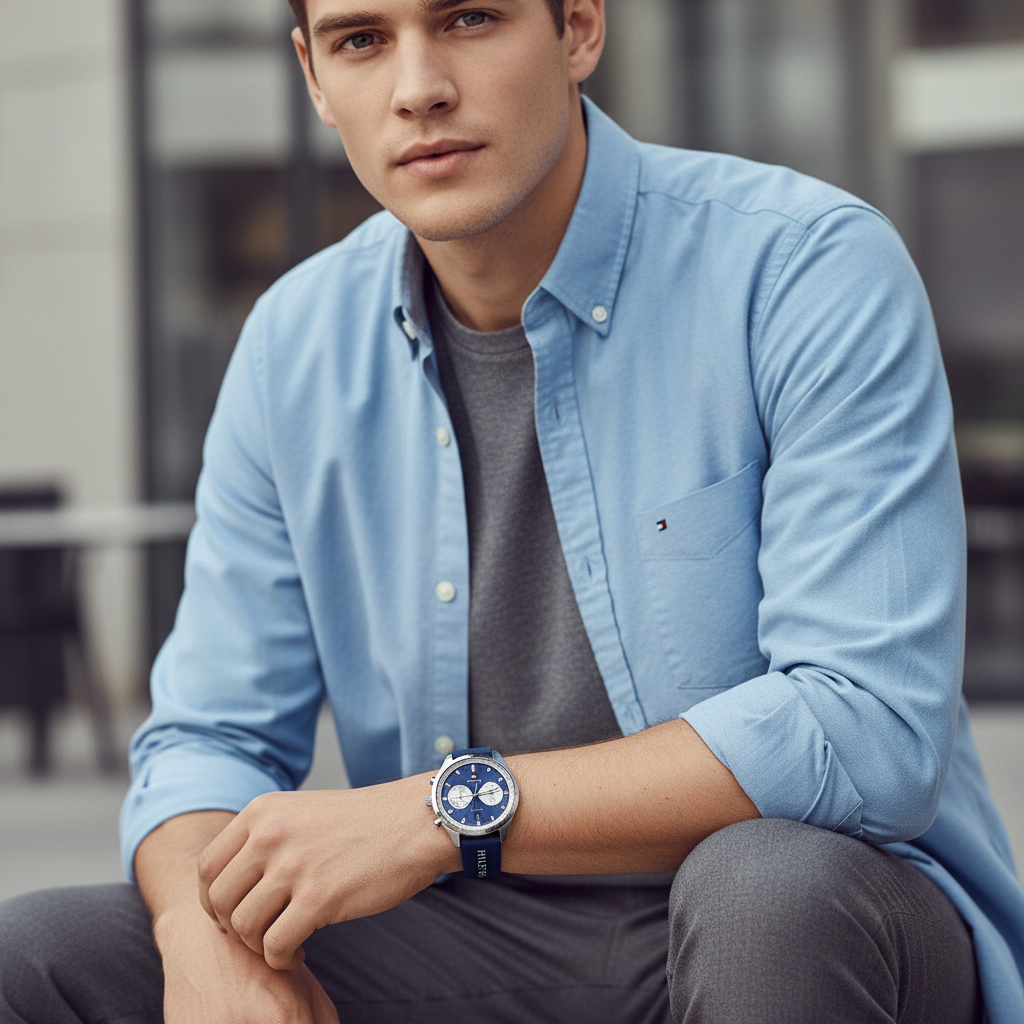 Tommy Hilfiger Bennett 1791781 44mm Men's Multi-Function Watch – Blue & Blue Silicone Strap