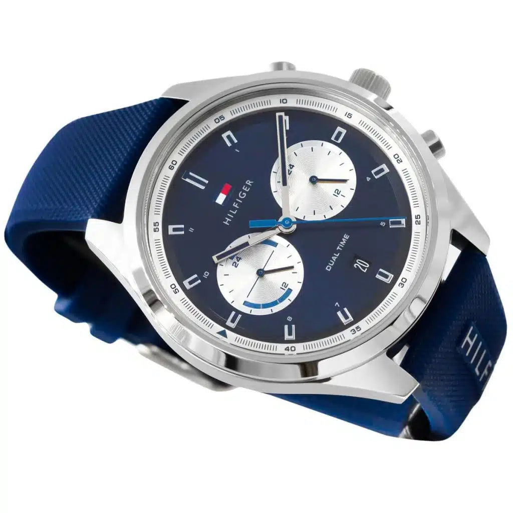 Tommy Hilfiger Bennett 1791781 44mm Men's Multi-Function Watch – Blue & Blue Silicone Strap