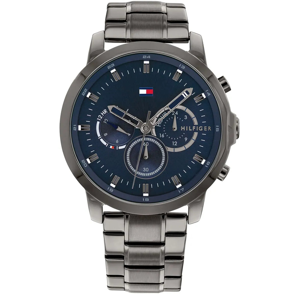 Tommy Hilfiger Jameson 1791796 46mm Men's Multi-Function Watch – Blue & Gunmetal Stainless Steel Bracelet