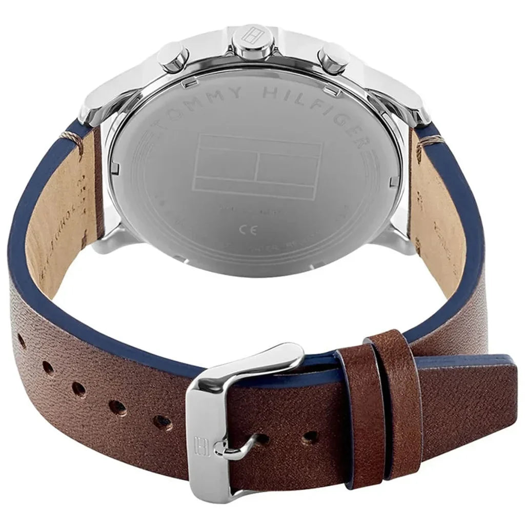 Tommy Hilfiger Jameson 1791797 46mm Men's Multi-Function Watch – Blue & Brown Genuine Leather Strap