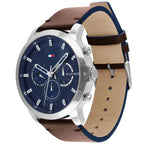 Tommy Hilfiger Jameson 1791797 46mm Men's Multi-Function Watch – Blue & Brown Genuine Leather Strap
