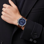 Tommy Hilfiger Trent 1791807 46mm Men's Multi-Function Watch – Blue & Brown Genuine Leather Strap