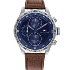 Tommy Hilfiger Trent 1791807 46mm Men's Multi-Function Watch – Blue & Brown Genuine Leather Strap