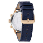 Tommy Hilfiger Trent 1791808 46mm Men's Multi-Function Watch – Grey & Blue Genuine Leather Strap