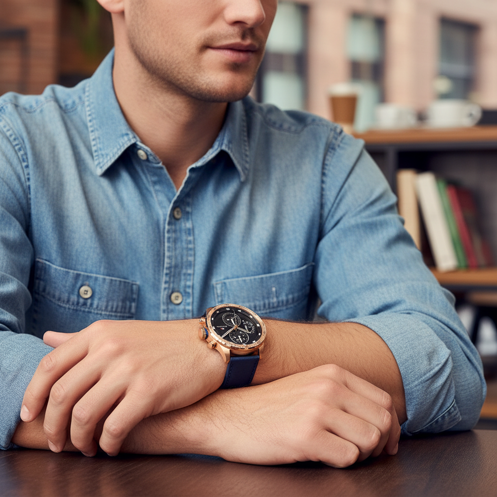 Tommy Hilfiger Trent 1791808 46mm Men's Multi-Function Watch – Grey & Blue Genuine Leather Strap