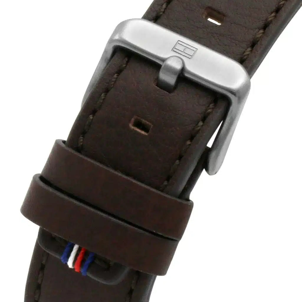 Tommy Hilfiger Trent 1791809 46mm Men's Multi-Function Watch – Green & Brown Genuine Leather Strap