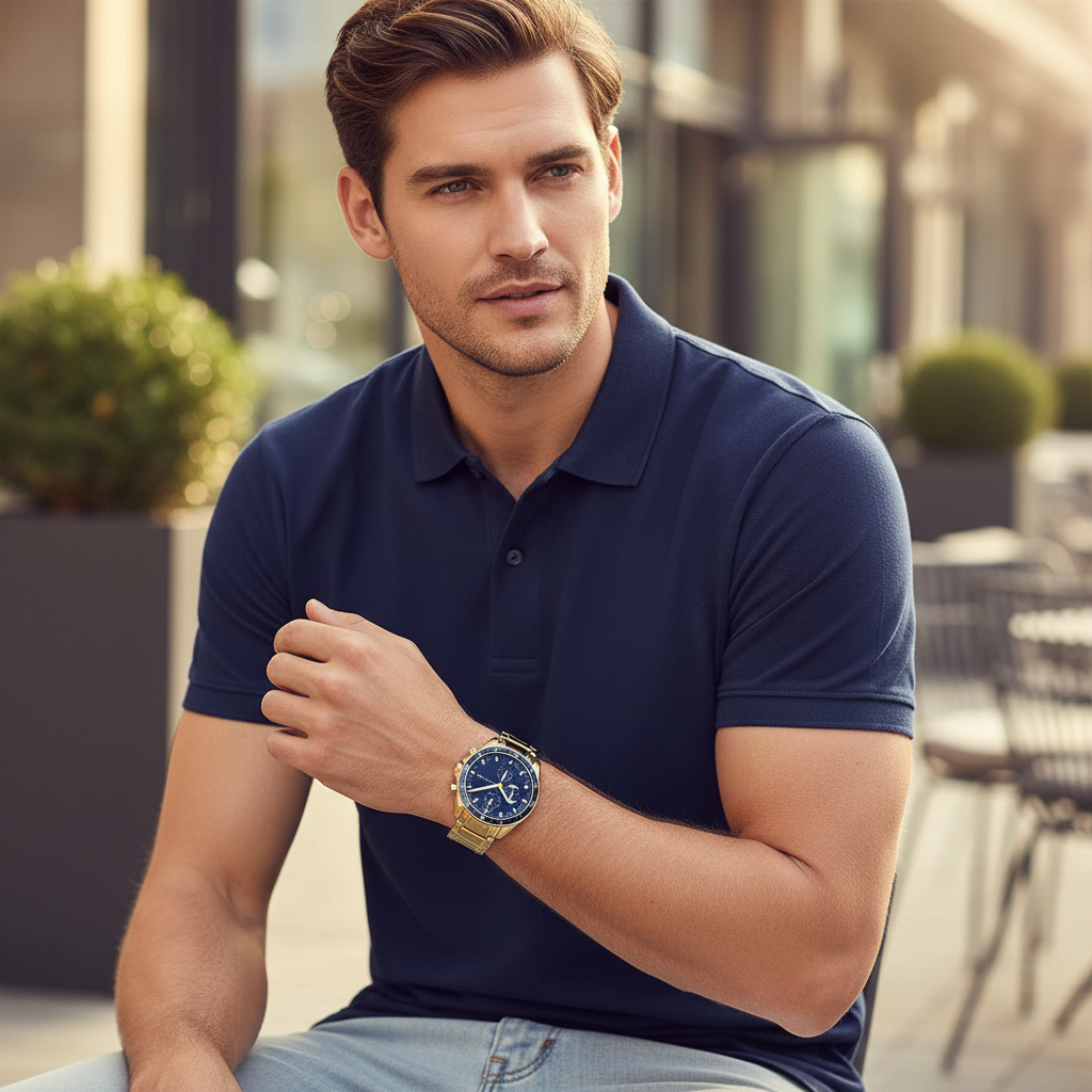 Tommy Hilfiger Parker 1791834 44mm Men's Multi-Function Watch – Blue & Gold Stainless Steel Bracelet