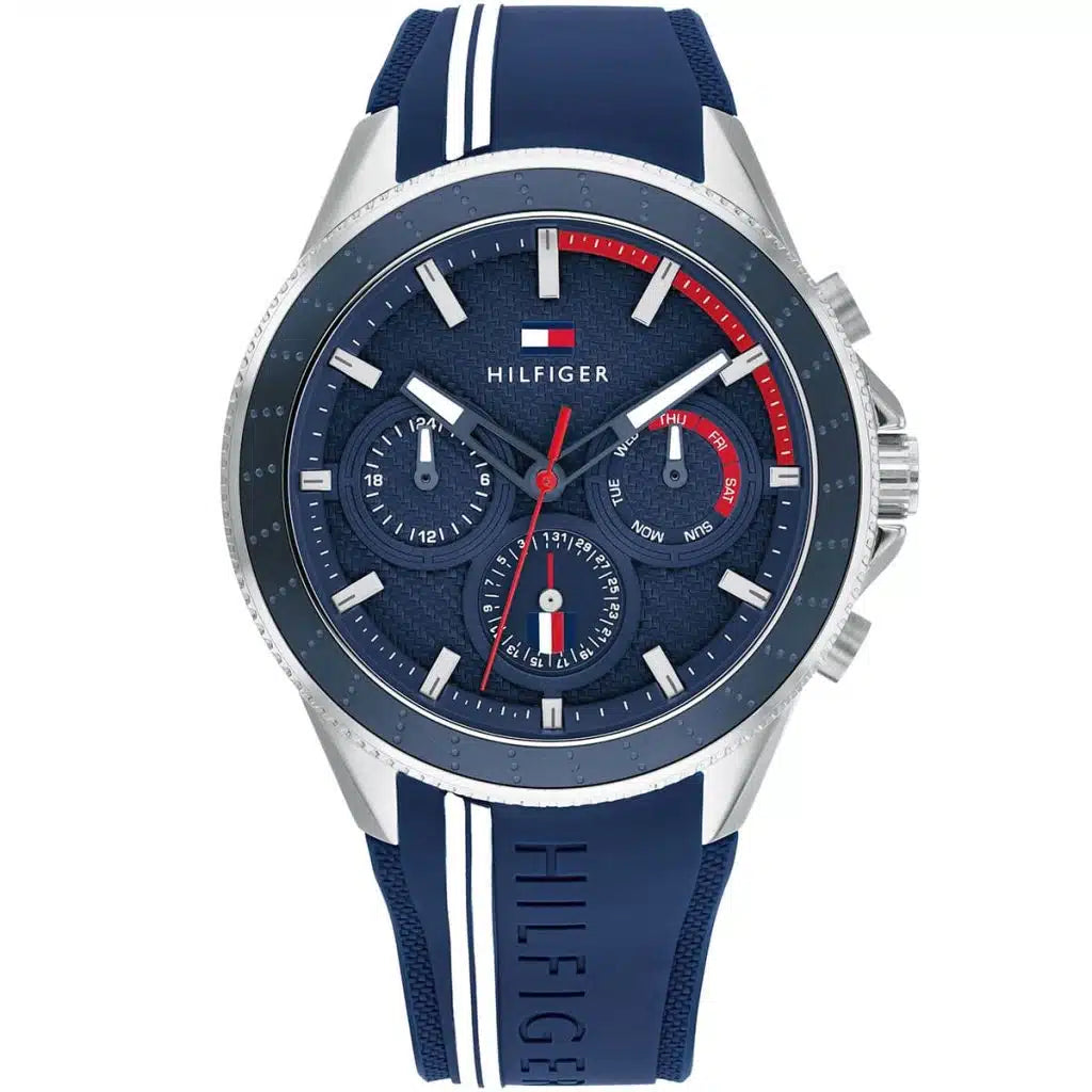 Tommy Hilfiger Aiden 1791859 45mm Men's Multi-Function Watch – Blue & Blue Silicone Strap