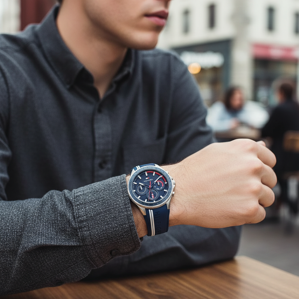 Tommy Hilfiger Aiden 1791859 45mm Men's Multi-Function Watch – Blue & Blue Silicone Strap