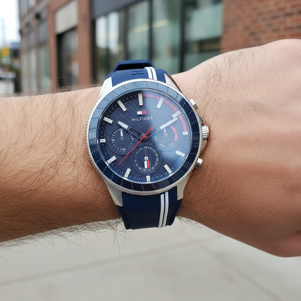 Tommy Hilfiger Aiden 1791859 45mm Men's Multi-Function Watch – Blue & Blue Silicone Strap