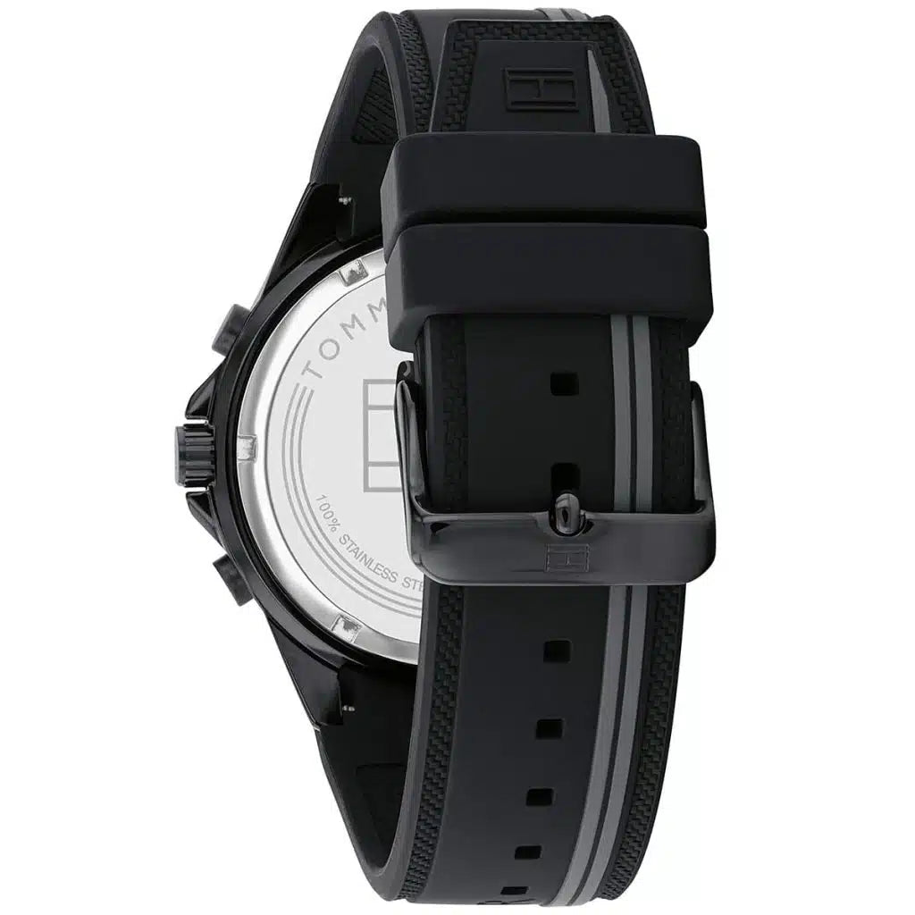 Tommy Hilfiger Aiden 1791861 44mm Men's Multi-Function Watch – Black & Black Silicone Strap