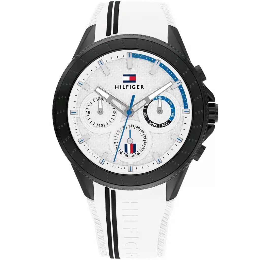 Tommy Hilfiger Aiden 1791862 45mm Men's Multi-Function Watch – White & White Silicone Strap