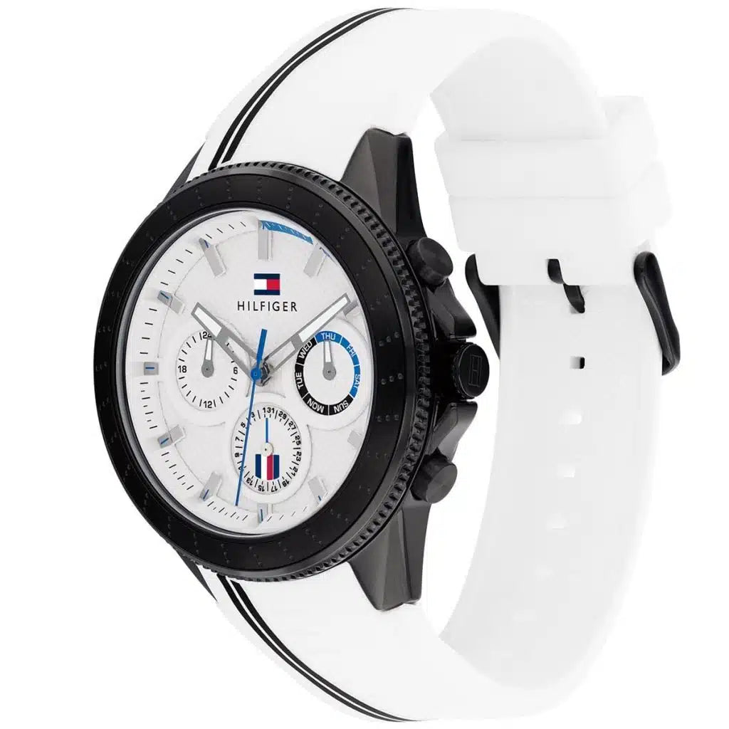 Tommy Hilfiger Aiden 1791862 45mm Men's Multi-Function Watch – White & White Silicone Strap
