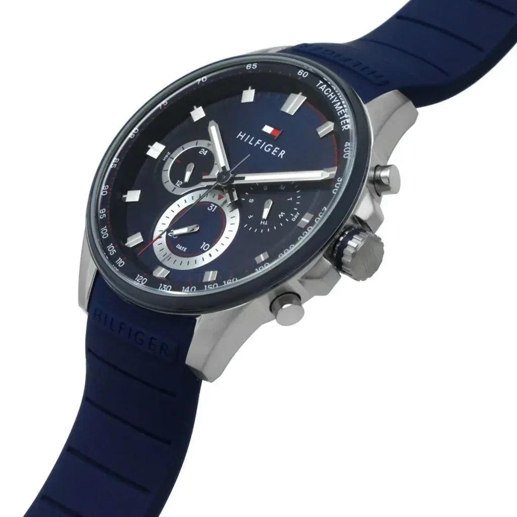 Tommy Hilfiger Max 1791970 44mm Men's Multi-Function Watch – Blue & Blue Silicone Strap