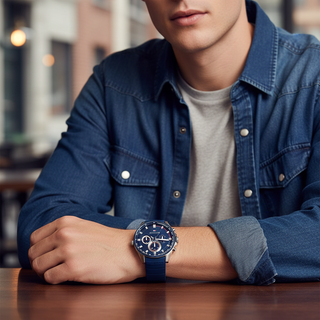 Tommy Hilfiger Max 1791970 44mm Men's Multi-Function Watch – Blue & Blue Silicone Strap