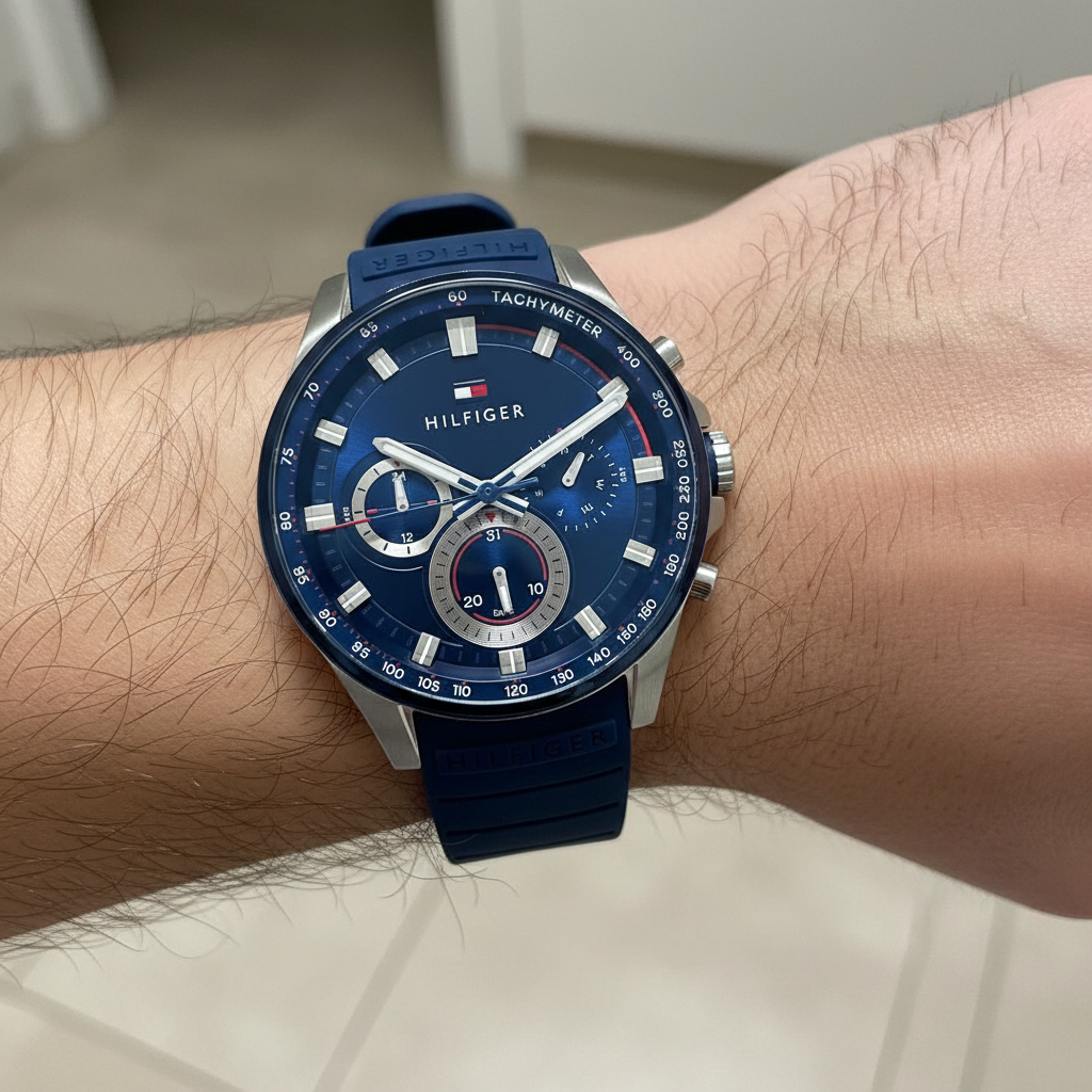 Tommy Hilfiger Max 1791970 44mm Men's Multi-Function Watch – Blue & Blue Silicone Strap